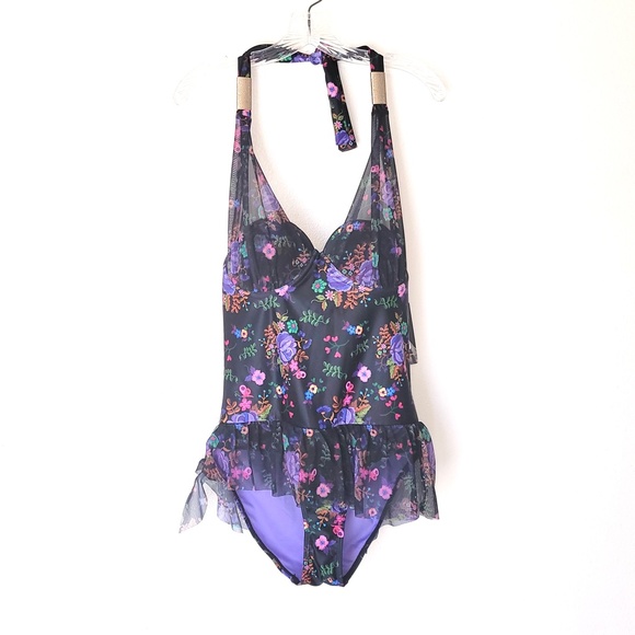 Marilyn Monroe Floral Skirted One Piece Swimsuit - M - Picture 4 of 9